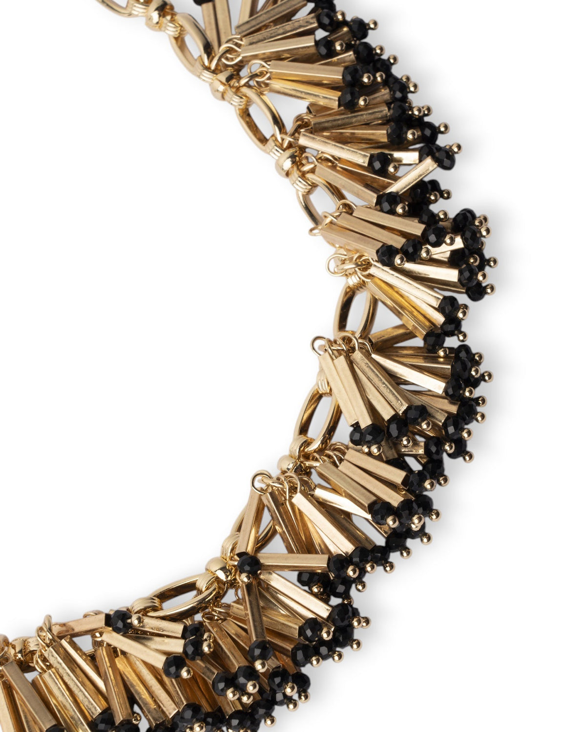Collana girocollo in metallo con inserti in metallo e pietre in vetro nere - Mya Accessories