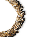 Collana girocollo in metallo con inserti in metallo e pietre in vetro nere - Mya Accessories