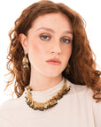 Collana girocollo in metallo con inserti in metallo e pietre in vetro nere - Mya Accessories