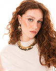 Collana girocollo in metallo con inserti in metallo e pietre in vetro nere - Mya Accessories