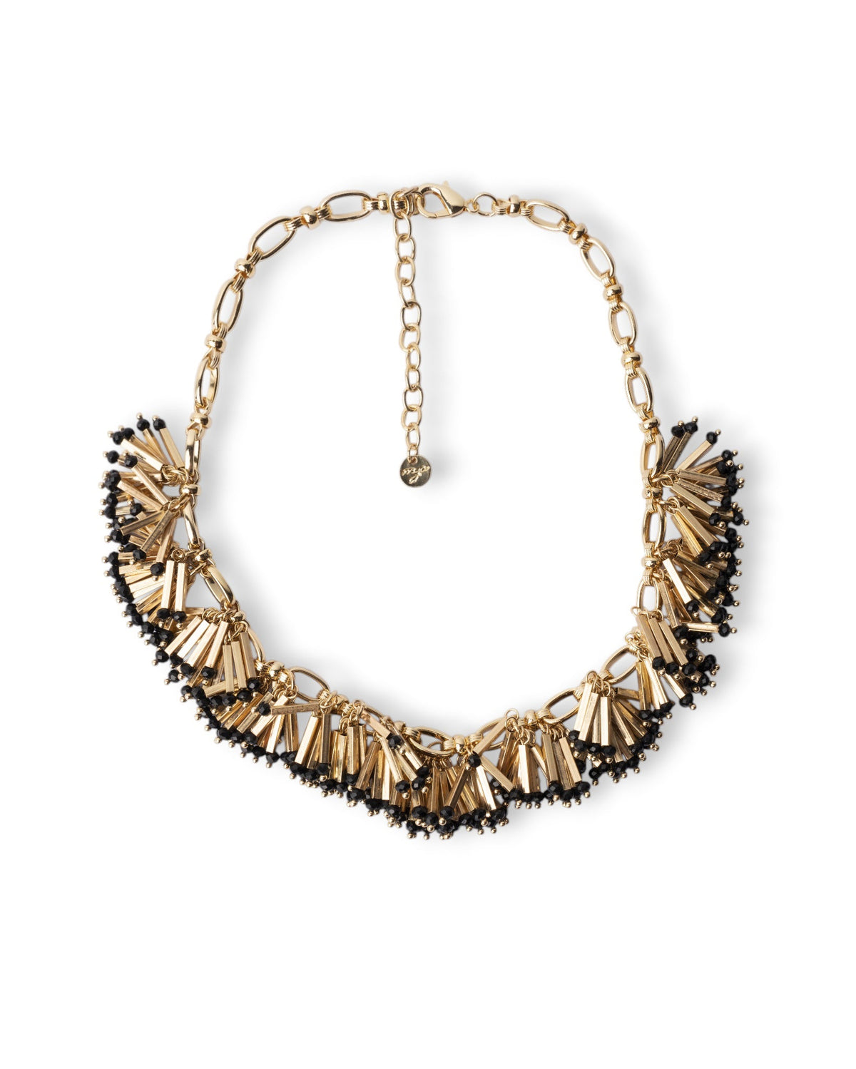 Collana girocollo in metallo con inserti in metallo e pietre in vetro nere - Mya Accessories