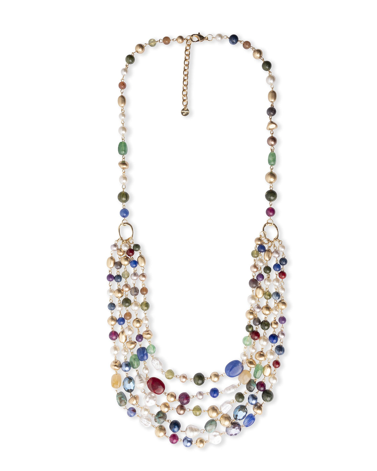 Collana multi filo con pietre in acrilico e vetro multicolore - Mya Accessories