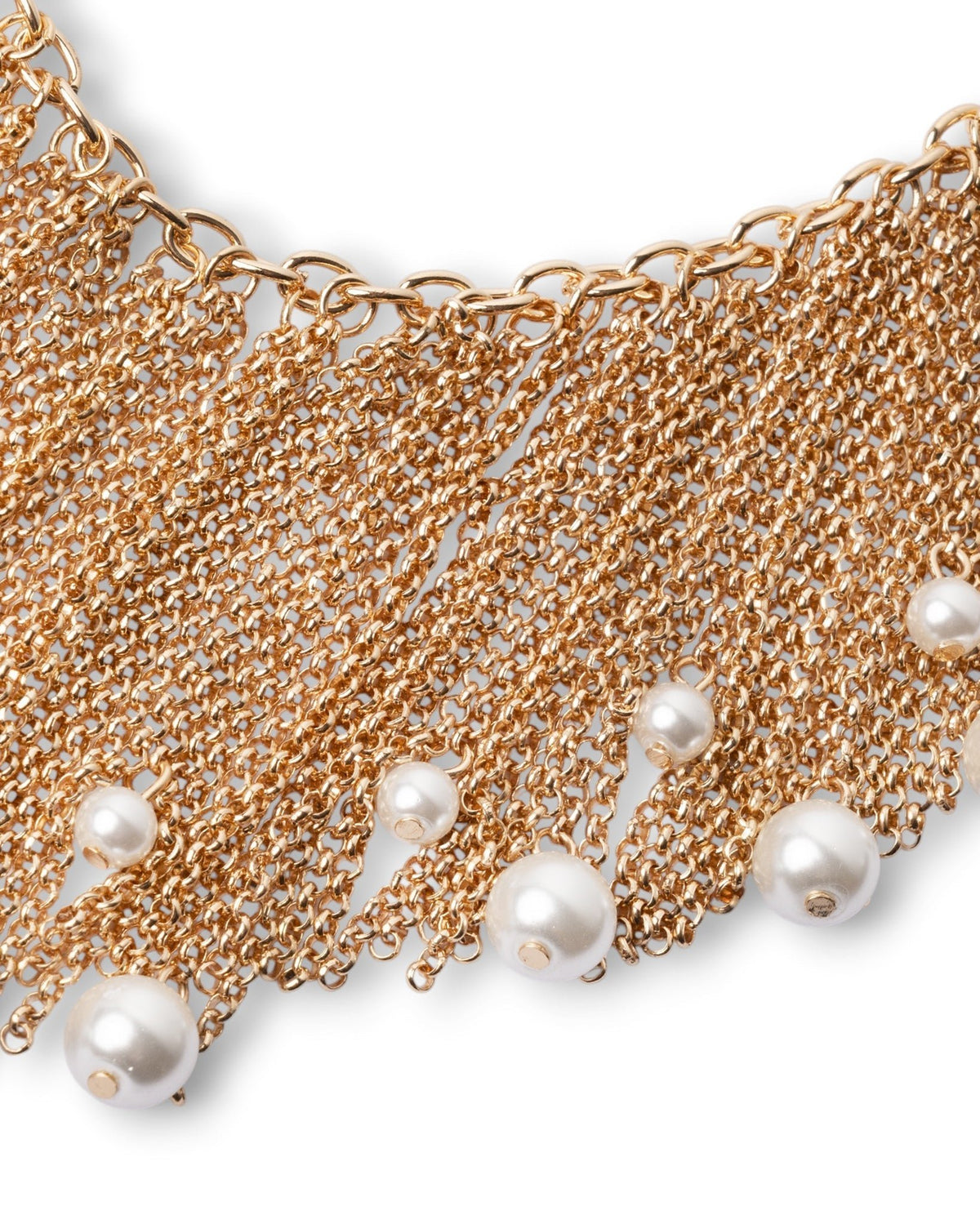 Collana girocollo con cascata a catena e pietre in vetro perlate - Mya Accessories