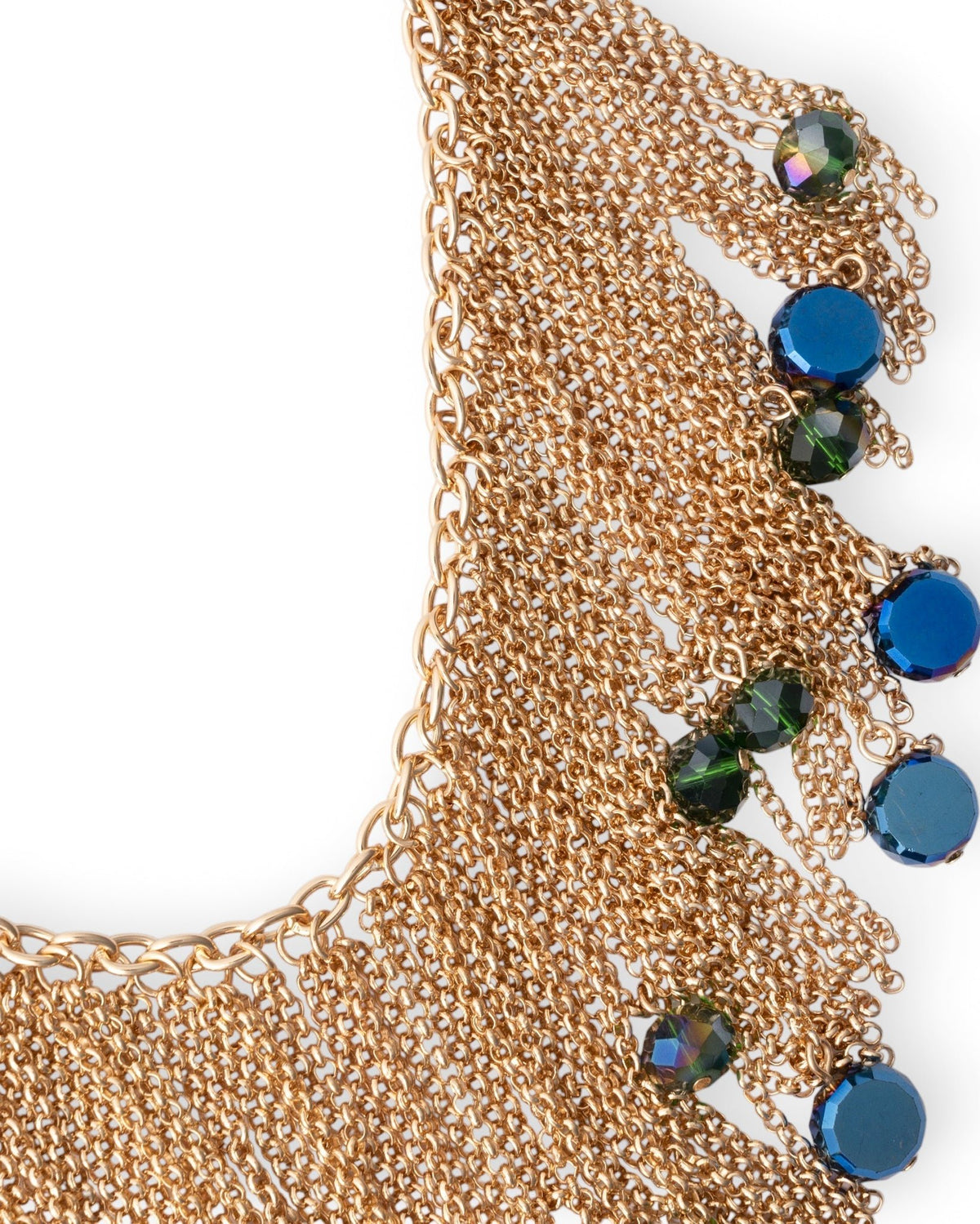 Collana girocollo con cascata a catena e pietre in vetro tono blu - Mya Accessories