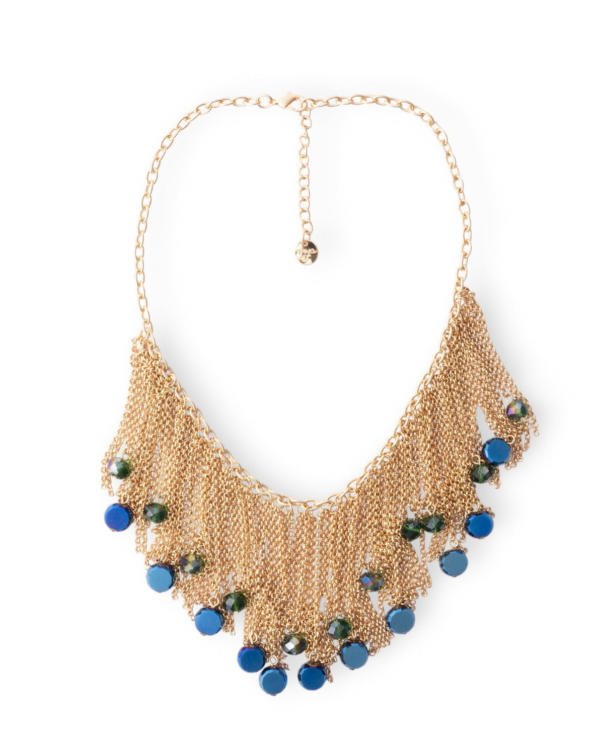 Collana girocollo con cascata a catena e pietre in vetro tono blu - Mya Accessories