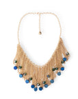 Collana girocollo con cascata a catena e pietre in vetro tono blu - Mya Accessories