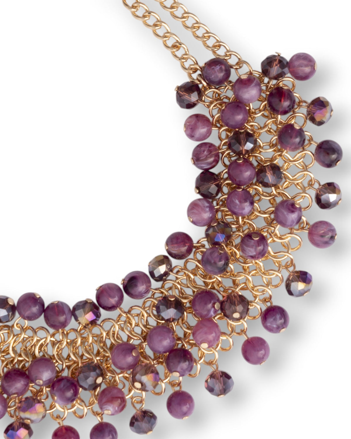 Collana girocollo a due fili con sfere in vetro ed acrilico tono viola - Mya Accessories