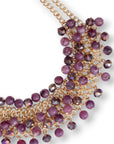 Collana girocollo a due fili con sfere in vetro ed acrilico tono viola - Mya Accessories