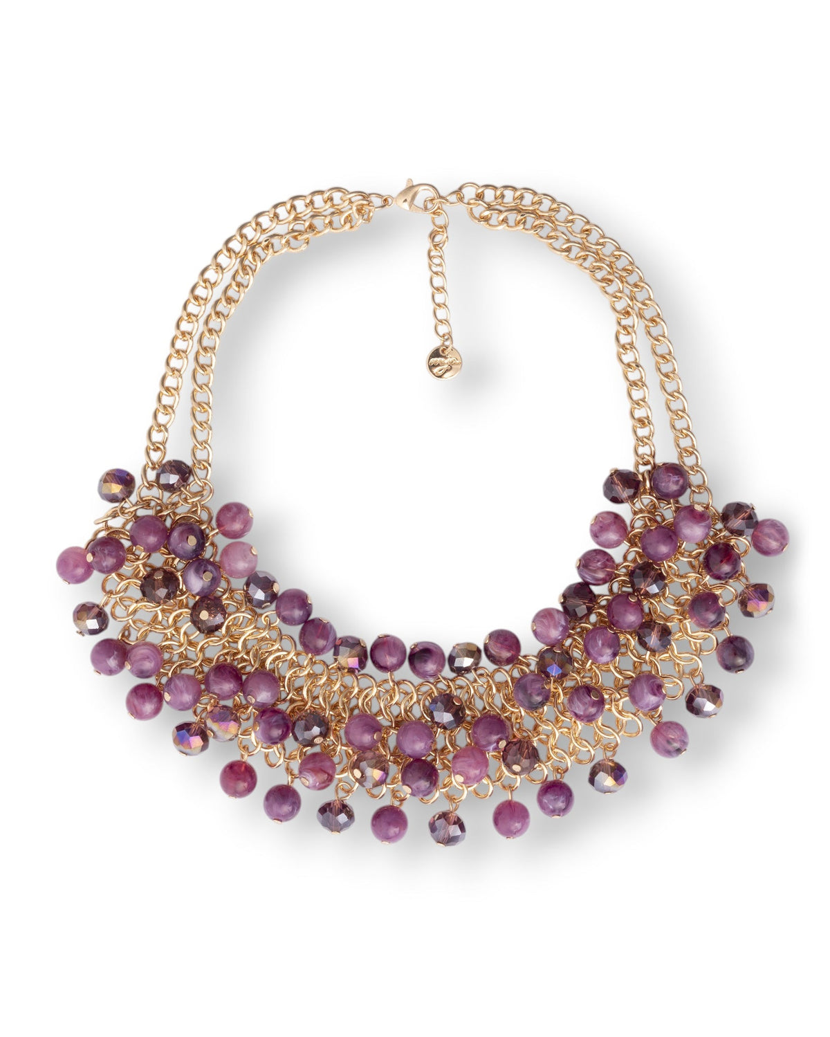 Collana girocollo a due fili con sfere in vetro ed acrilico tono viola - Mya Accessories