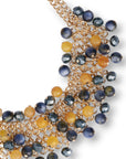 Collana girocollo a due fili con sfere in vetro ed acrilico gialle e blu - Mya Accessories