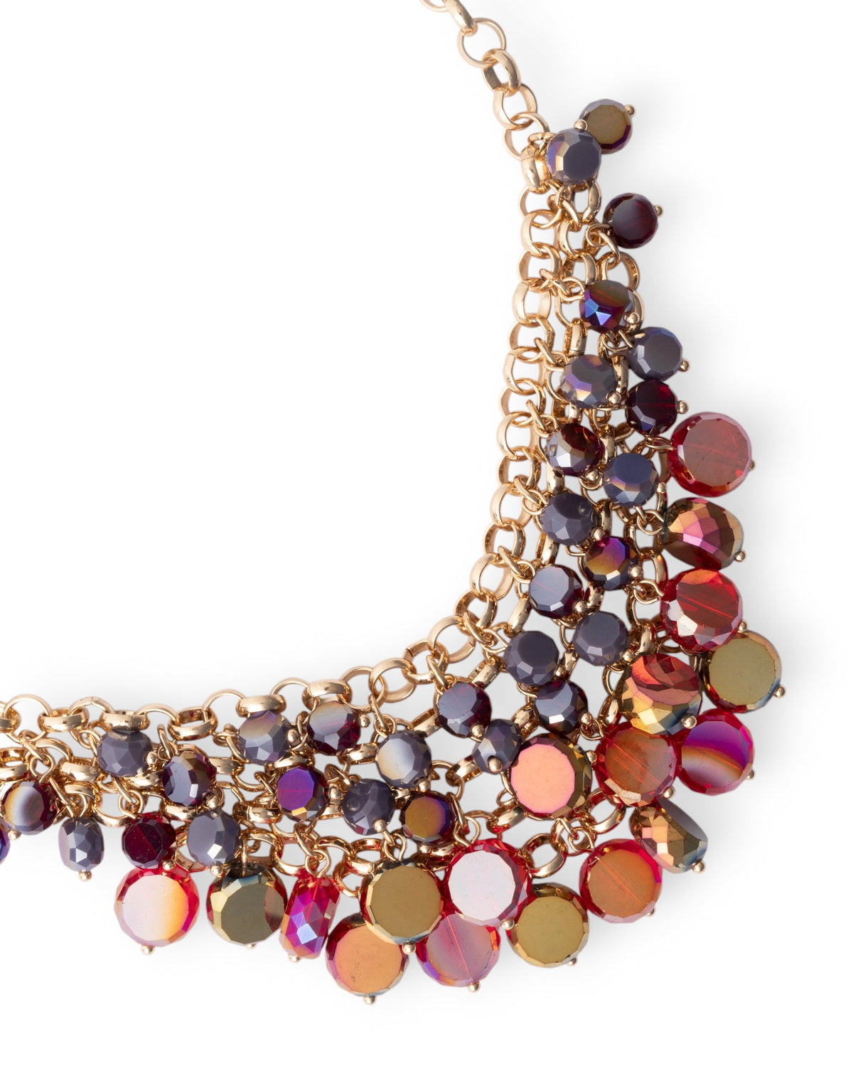 Collana girocollo a catena con cascata di pietre in vetro tono viola e rosso - Mya Accessories