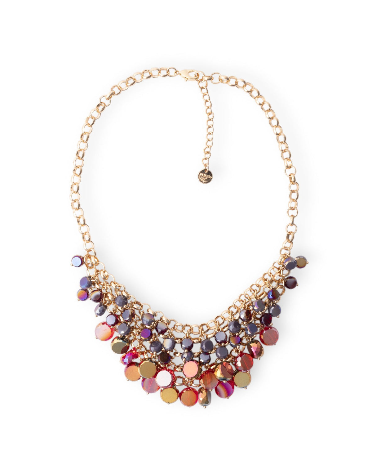 Collana girocollo a catena con cascata di pietre in vetro tono viola e rosso - Mya Accessories