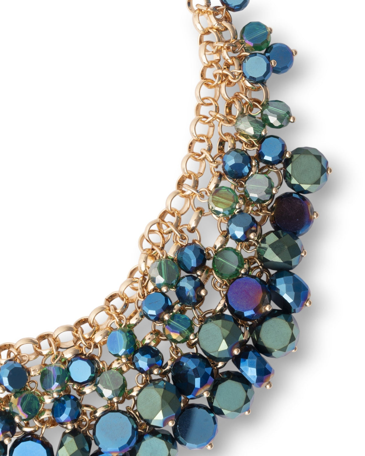 Collana girocollo a catena con cascata di pietre in vetro tono blu - Mya Accessories