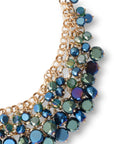 Collana girocollo a catena con cascata di pietre in vetro tono blu - Mya Accessories
