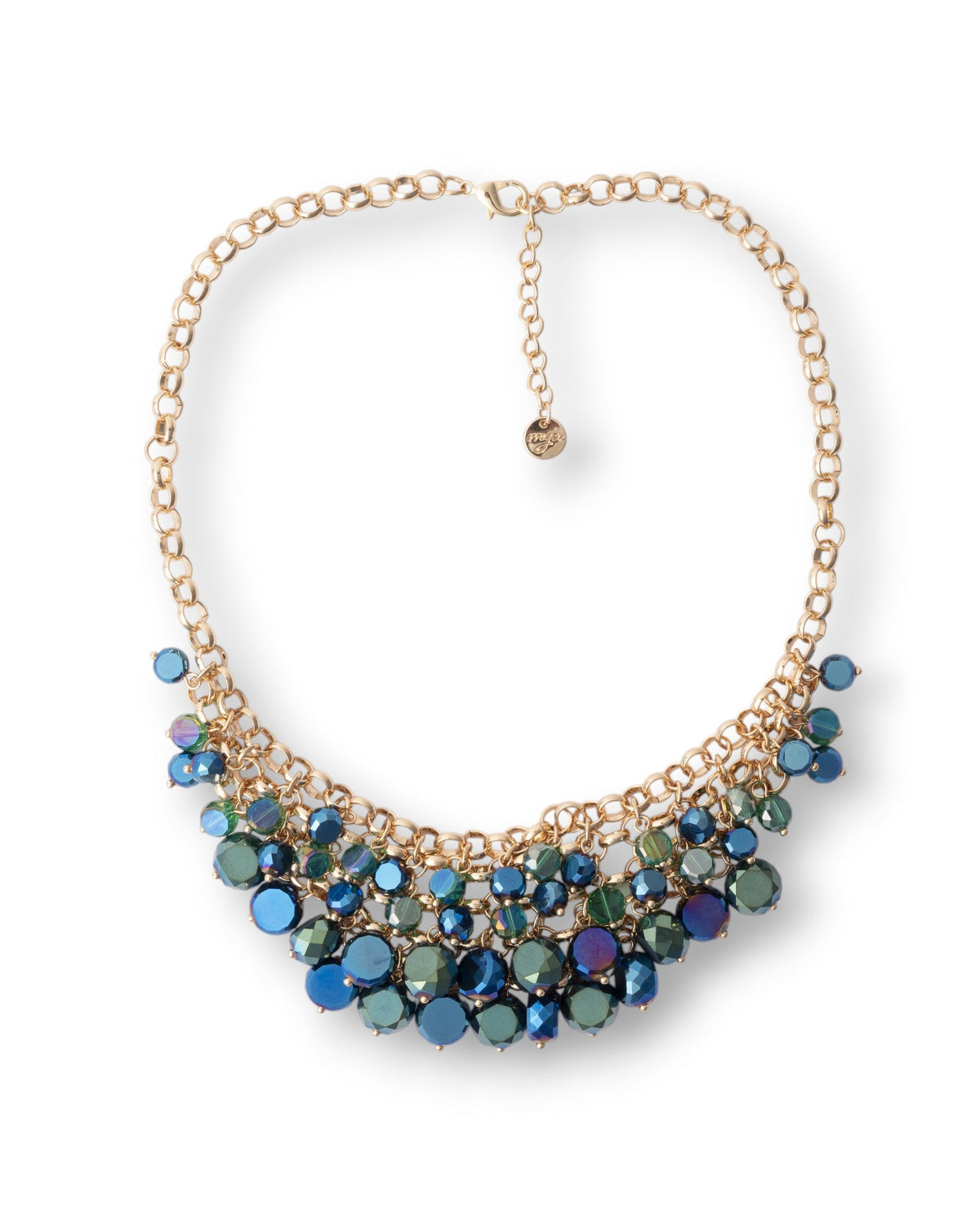 Collana girocollo a catena con cascata di pietre in vetro tono blu - Mya Accessories