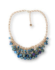 Collana girocollo a catena con cascata di pietre in vetro tono blu - Mya Accessories