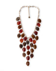 Collana girocollo a catena con cascata di pietre in acrilico tono marrone e rosso - Mya Accessories
