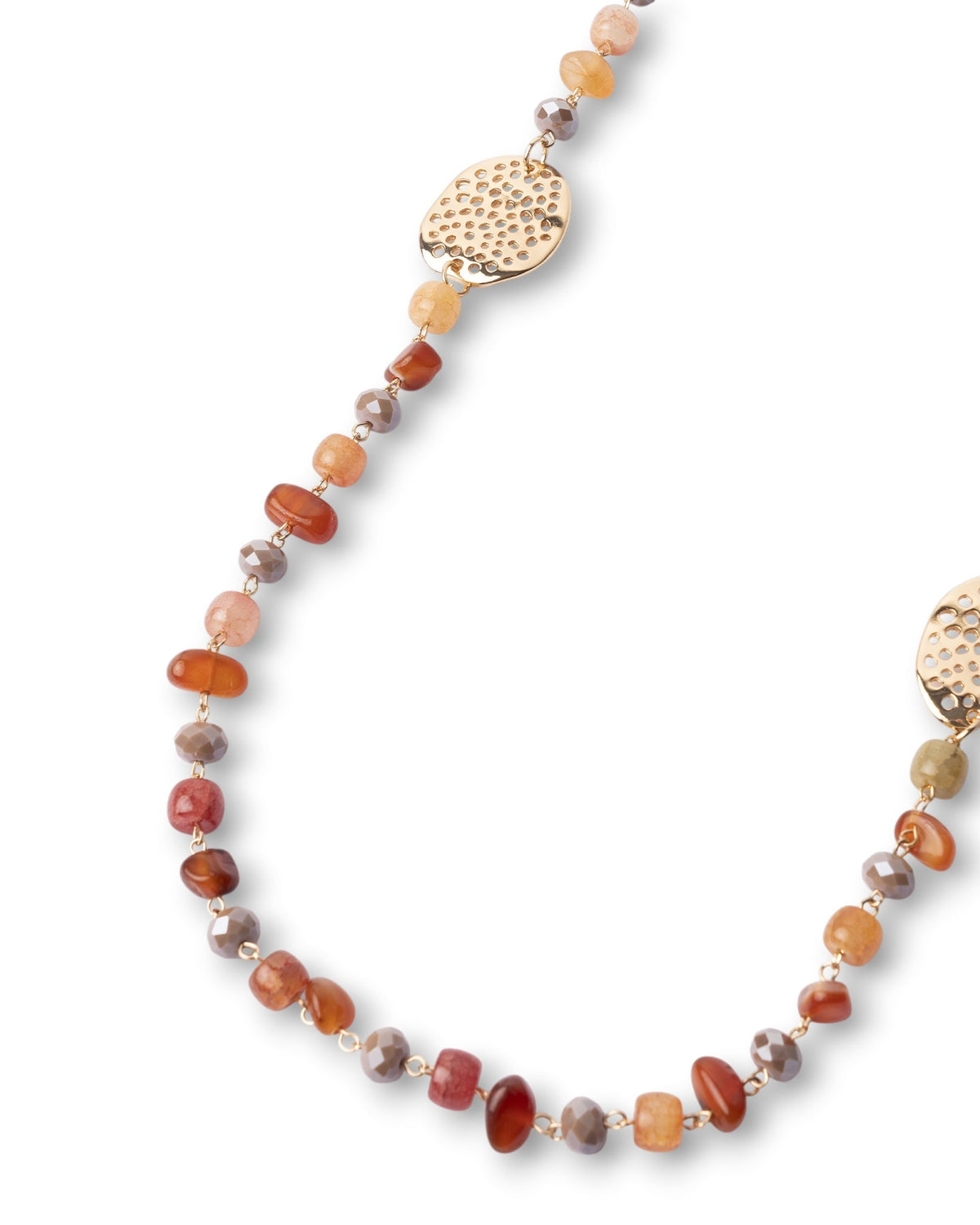 Collana lunga a catena con pietre in vetro tono arancio - Mya Accessories