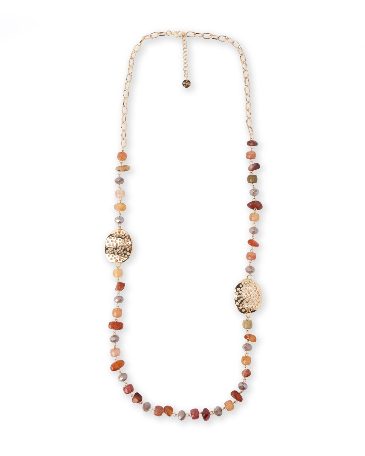 Collana lunga a catena con pietre in vetro tono arancio - Mya Accessories