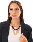 Collana girocollo a catena con pietre viola in vetro e frange pendenti - Mya Accessories