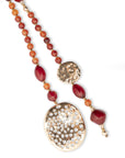 Collana lunga con pietre in acrilico tono arancio e chiusura a nodo - Mya Accessories