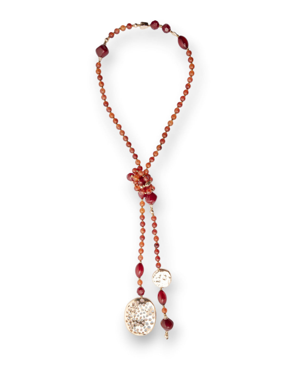 Collana lunga con pietre in acrilico tono arancio e chiusura a nodo - Mya Accessories