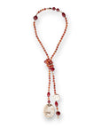 Collana lunga con pietre in acrilico tono arancio e chiusura a nodo - Mya Accessories