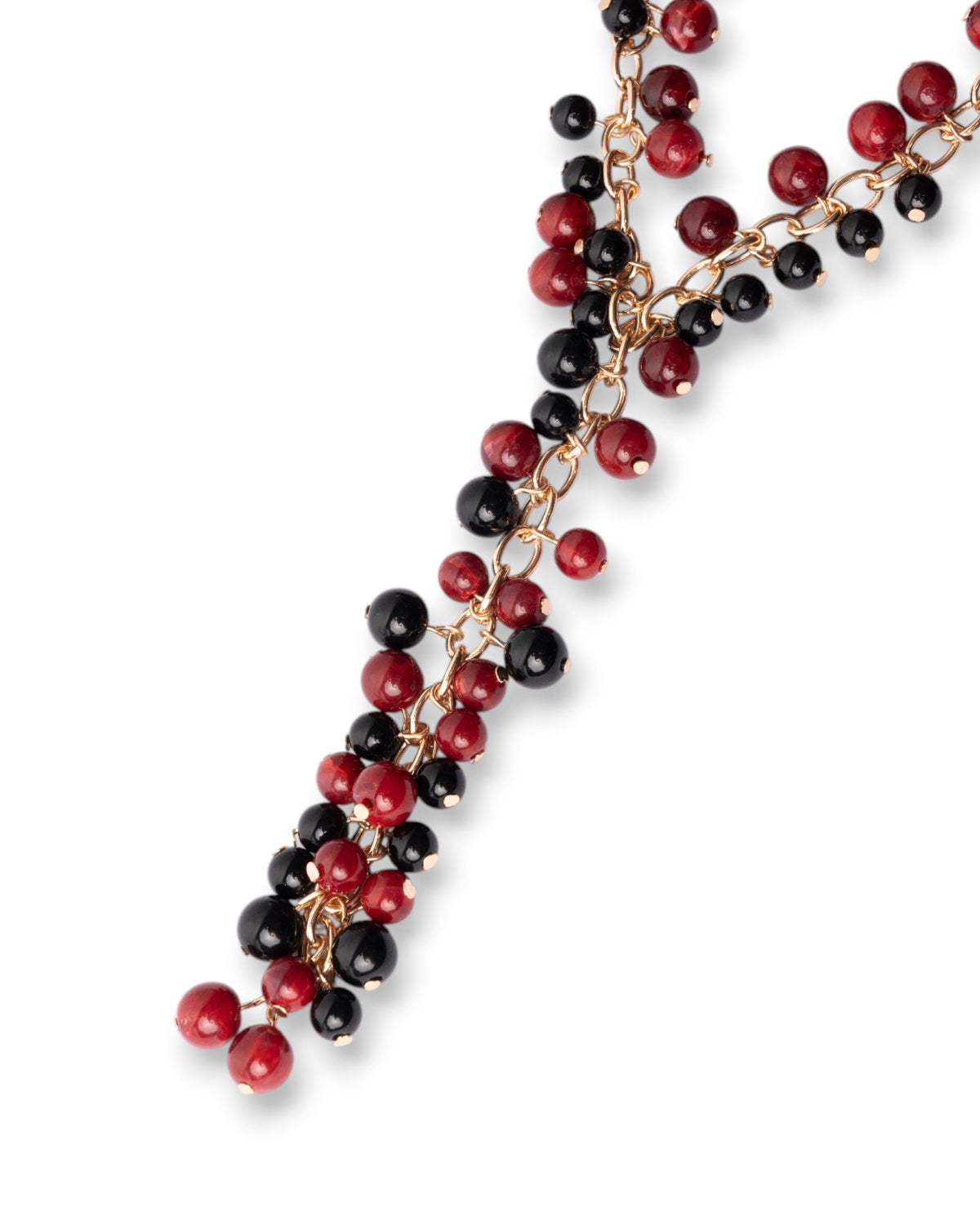 Collana girocollo a catena con sfere pendenti in acrilico nere e rosse - Mya Accessories