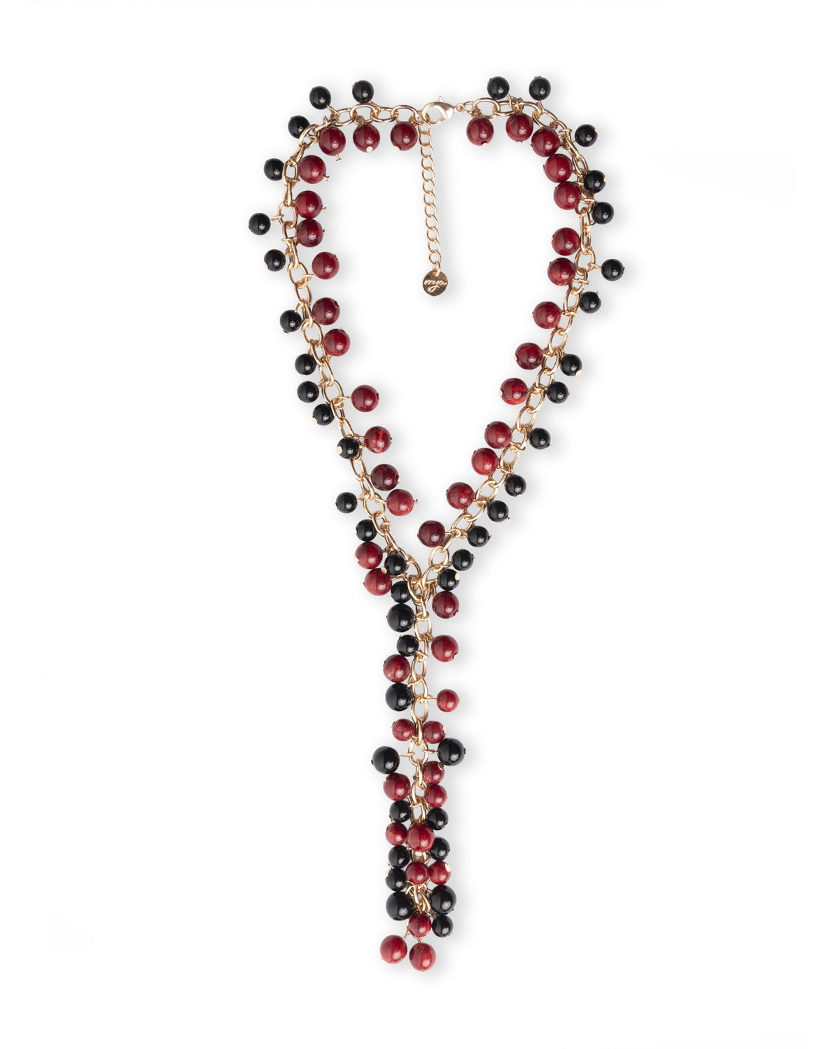 Collana girocollo a catena con sfere pendenti in acrilico nere e rosse - Mya Accessories