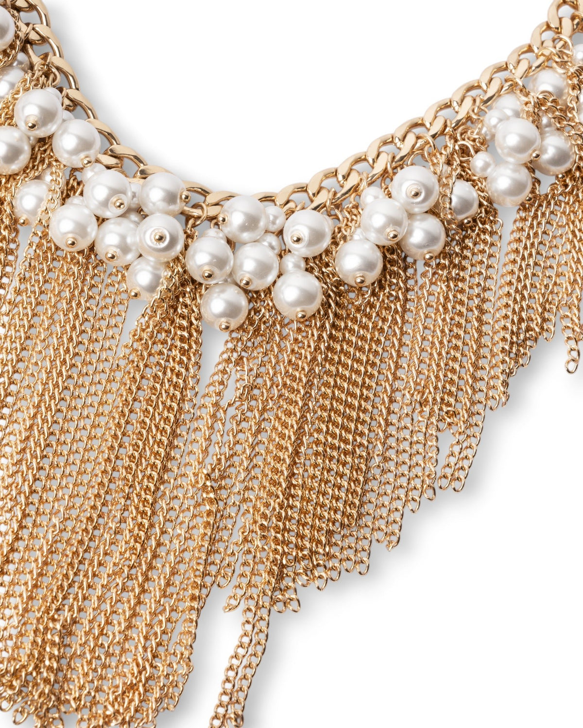 Collana girocollo a catena con sfere in vetro effetto perlato e frange pendenti - Mya Accessories