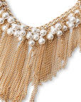 Collana girocollo a catena con sfere in vetro effetto perlato e frange pendenti - Mya Accessories