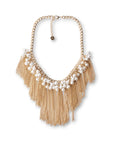 Collana girocollo a catena con sfere in vetro effetto perlato e frange pendenti - Mya Accessories