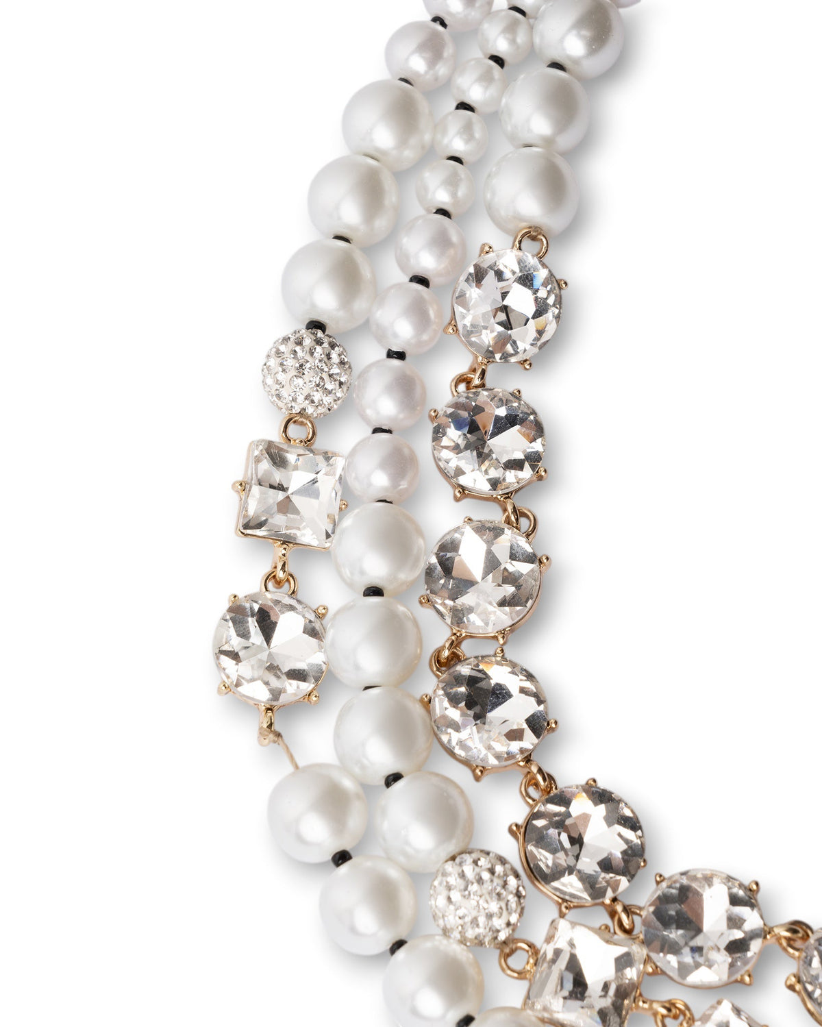 Collana girocollo a tre fili con pietre in vetro effetto perlato - Mya Accessories