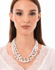 Collana girocollo a tre fili con pietre in vetro effetto perlato - Mya Accessories