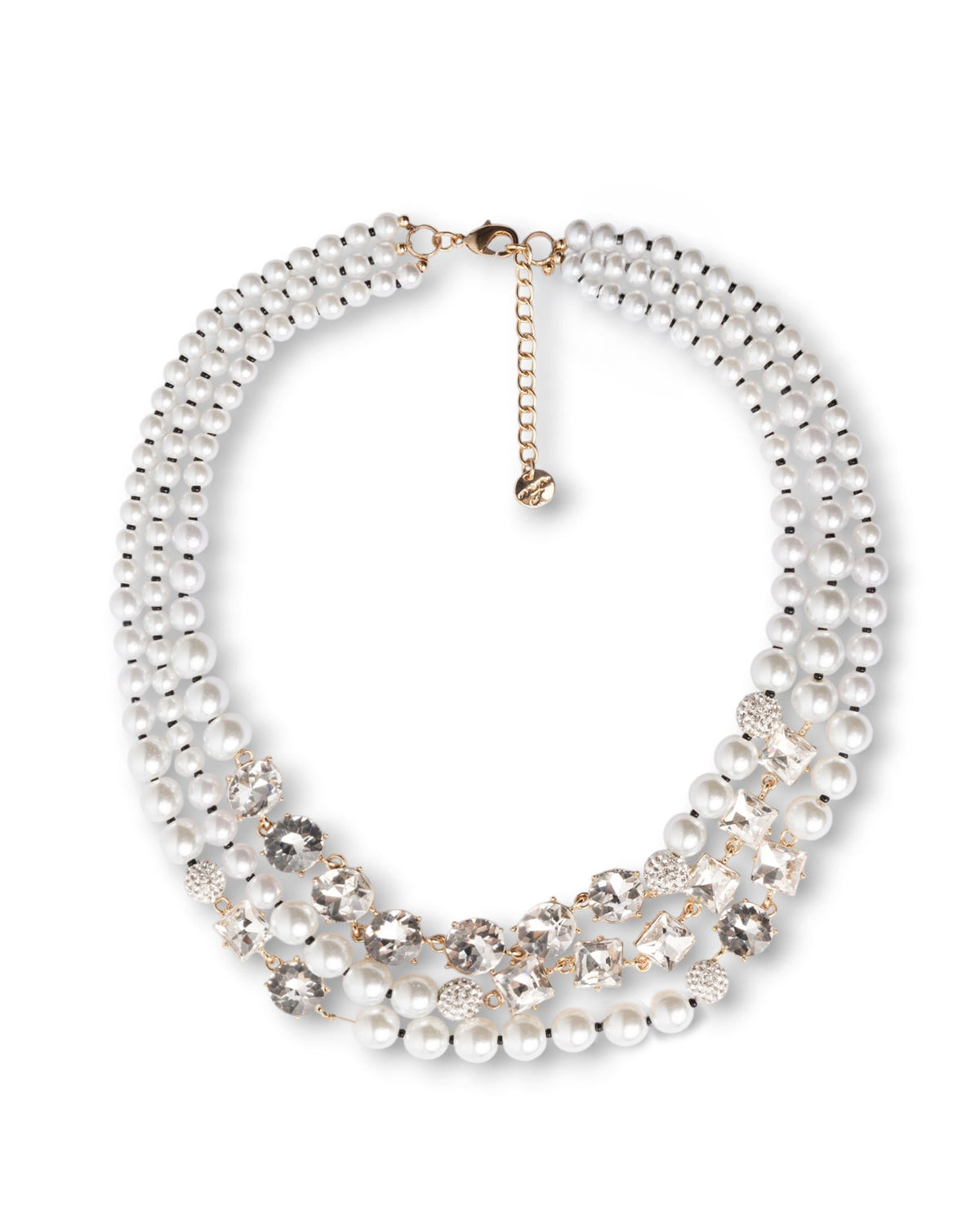 Collana girocollo a tre fili con pietre in vetro effetto perlato - Mya Accessories