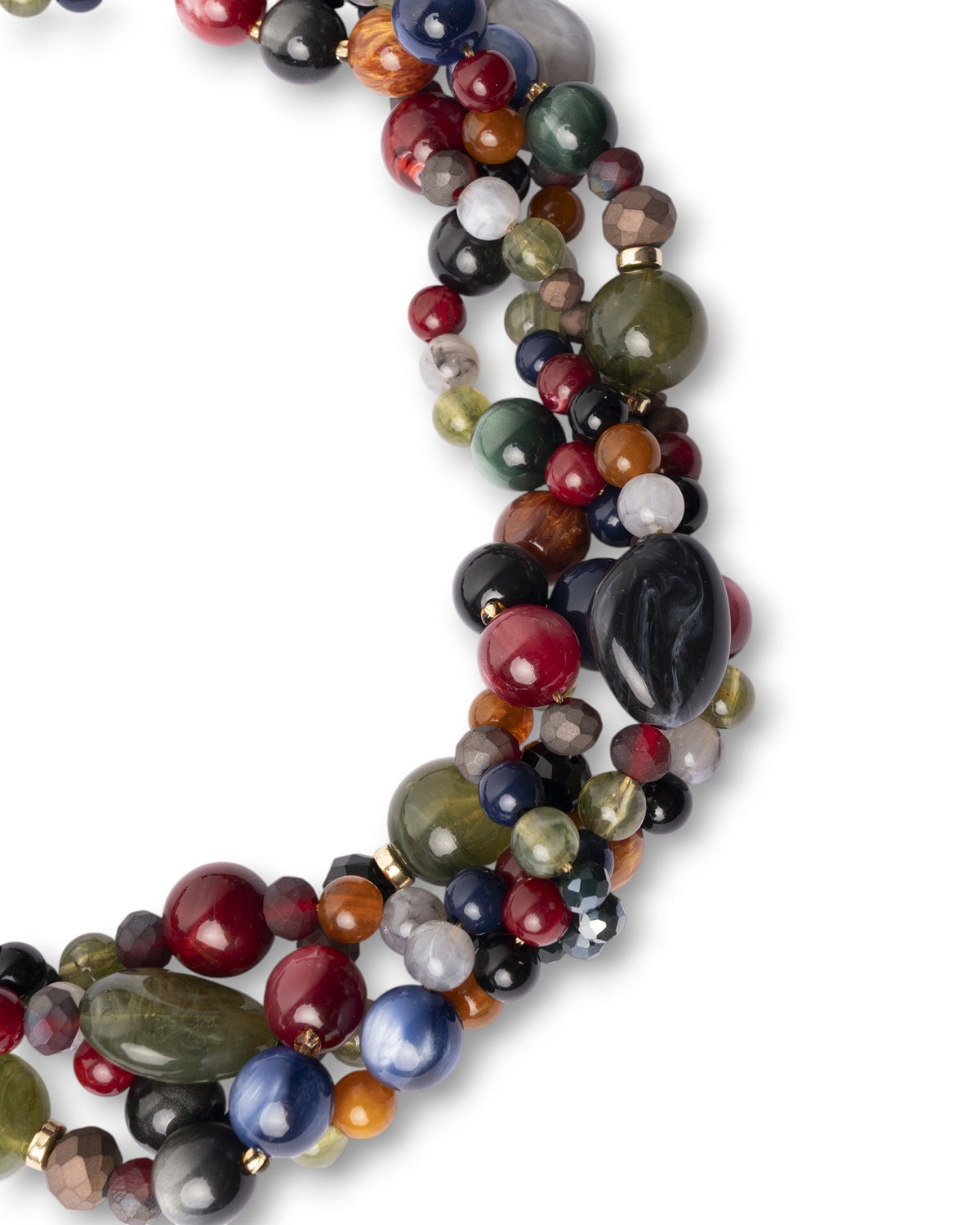 Collana girocollo con pietre intrecciate in acrilico e vetro multicolore - Mya Accessories