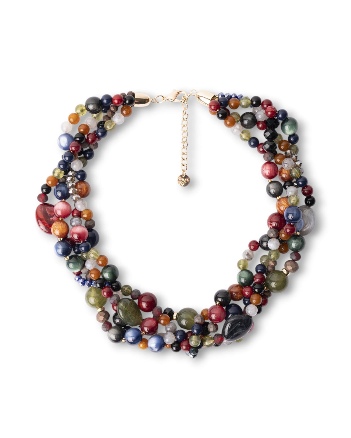 Collana girocollo con pietre intrecciate in acrilico e vetro multicolore - Mya Accessories