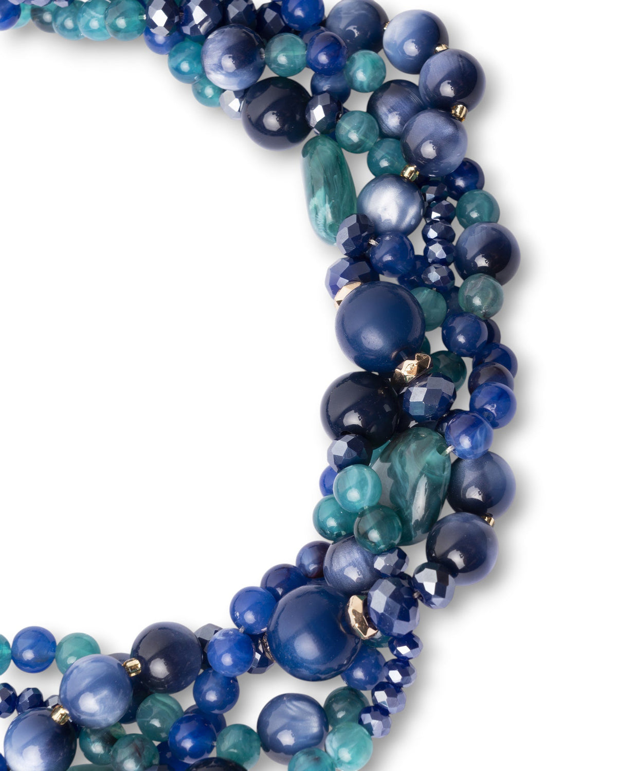 Collana girocollo con pietre intrecciate in acrilico e vetro tono blu - Mya Accessories