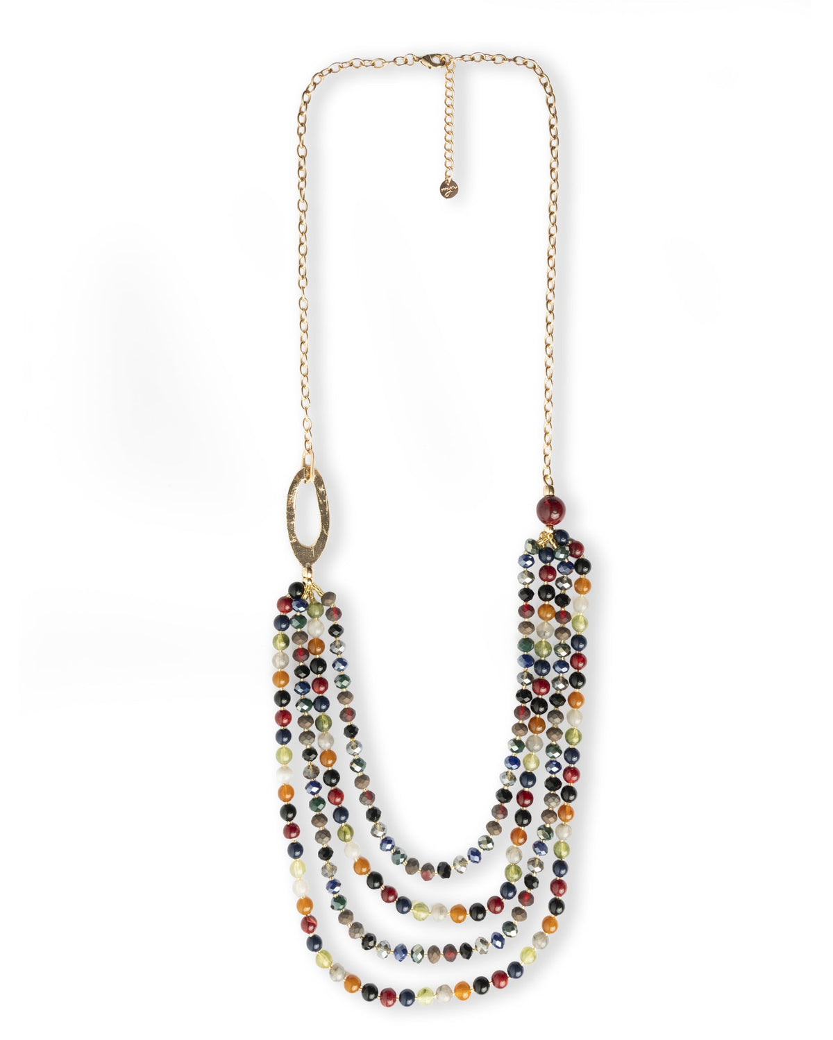 Collana lunga a catena con multi fili di pietre in acrilico multicolore - Mya Accessories