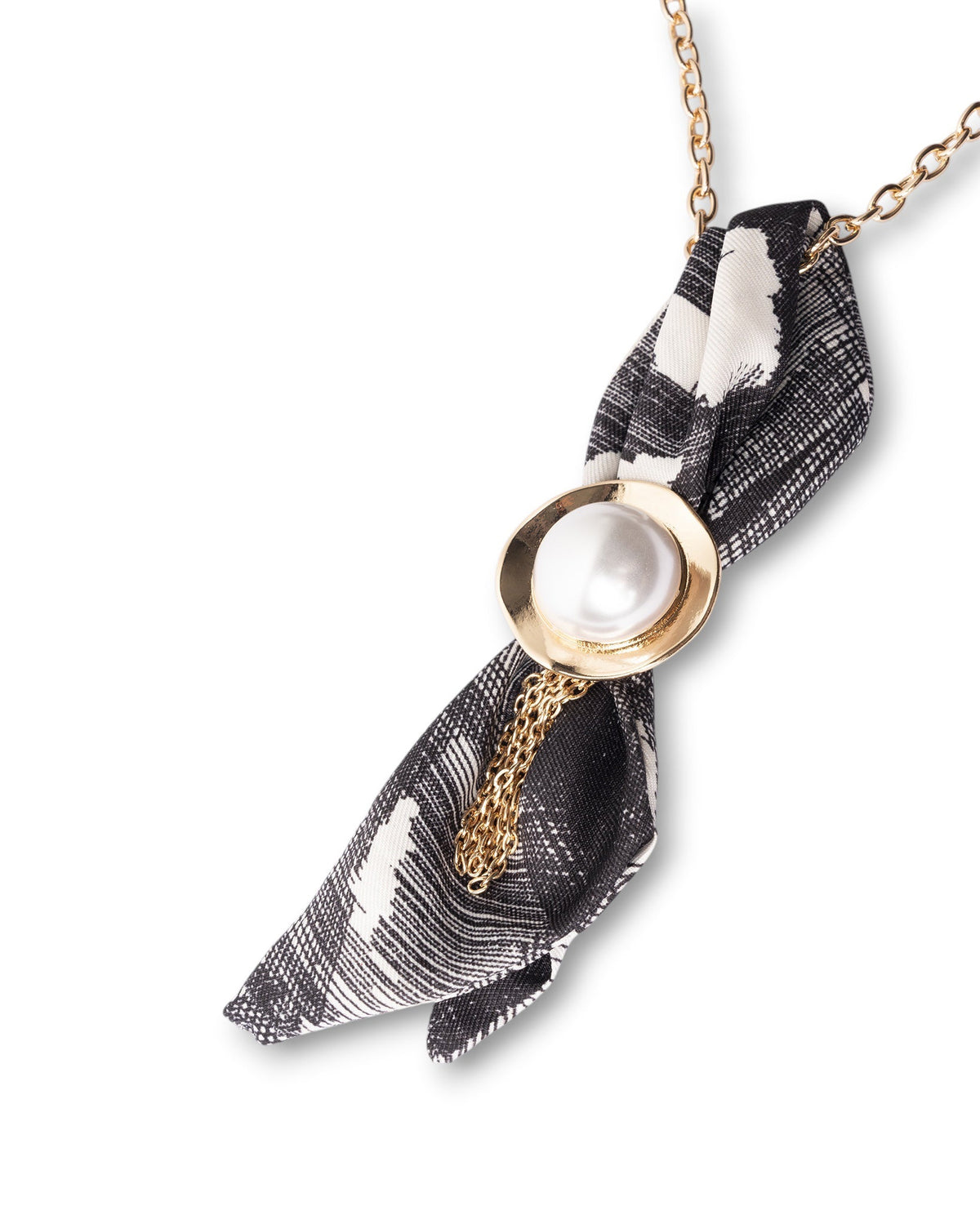 Collana girocollo a catena con cravattino in tessuto tono grigio - Mya Accessories