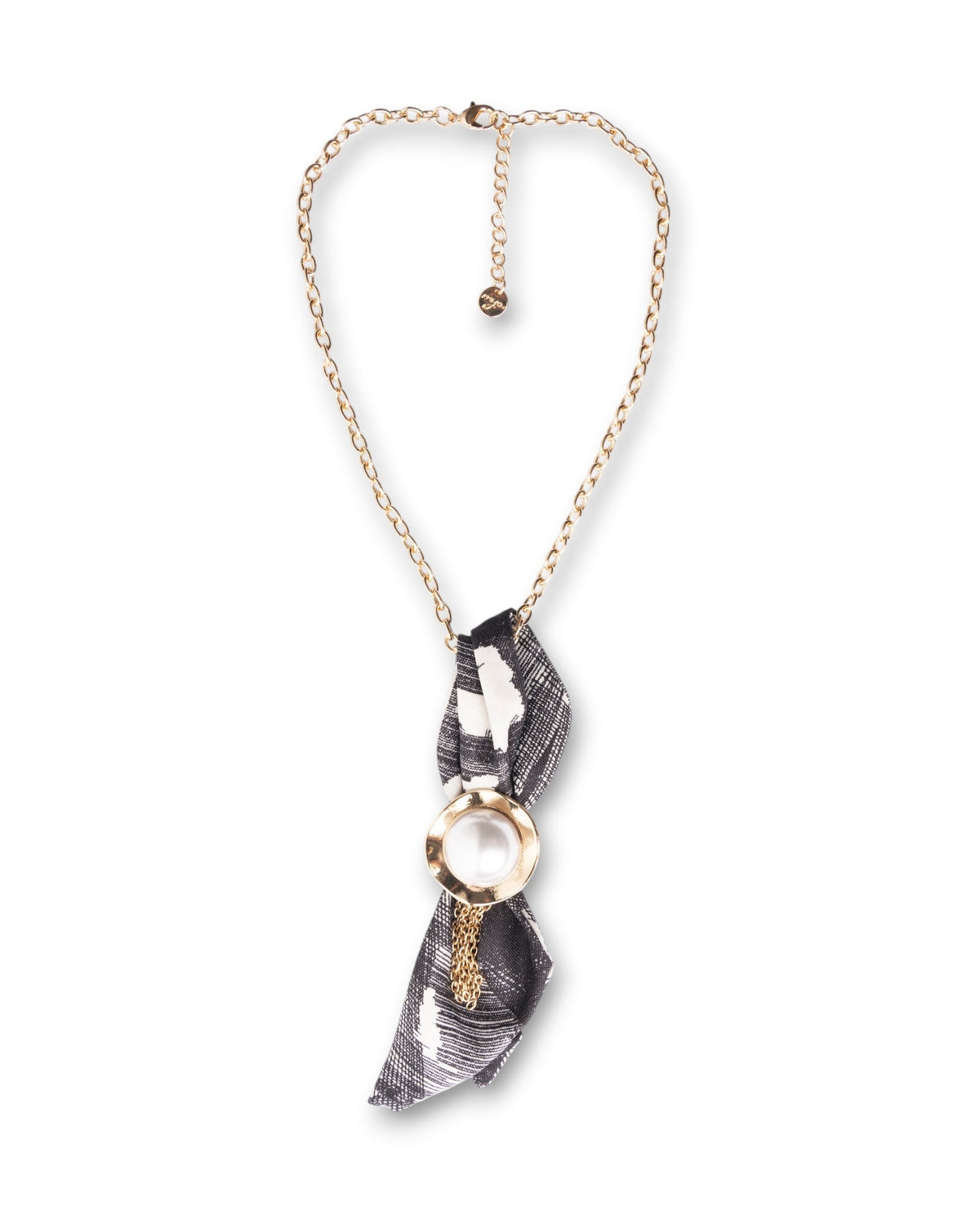 Collana girocollo a catena con cravattino in tessuto tono grigio - Mya Accessories