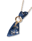 Collana girocollo a catena con cravattino in tessuto tono blu - Mya Accessories