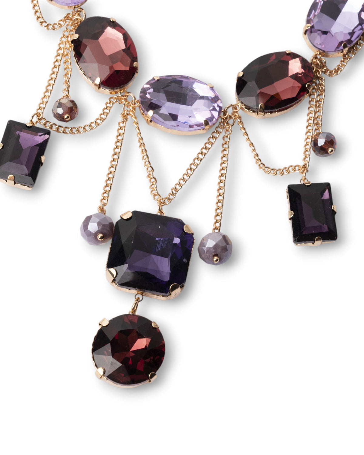 Collana girocollo a catena con pietre in vetro pendenti tono viola - Mya Accessories