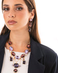 Collana girocollo a catena con pietre in vetro pendenti tono viola - Mya Accessories
