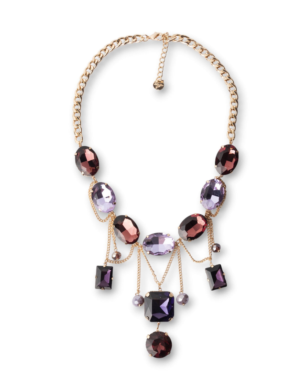 Collana girocollo a catena con pietre in vetro pendenti tono viola - Mya Accessories