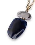 Collana lunga a catena con pendente in acrilico tono blu e grigio - Mya Accessories
