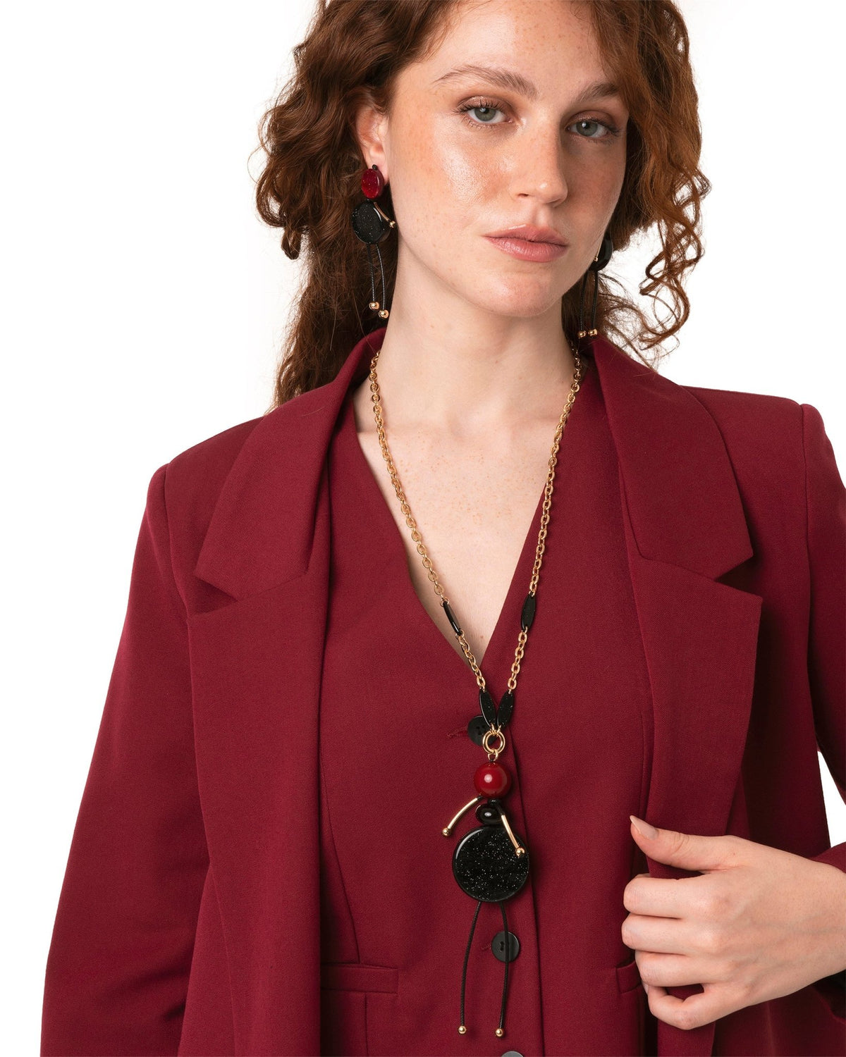 Collana lunga a catena con pendente ballerina nera in resina ed acrilico - Mya Accessories