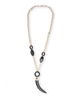 Collana lunga a catena con pendente a forma di corno in resina ed acrilico nero - Mya Accessories