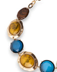 Collana girocollo a catena con pietre in acrilico tono marrone, ocra e azzurro - Mya Accessories