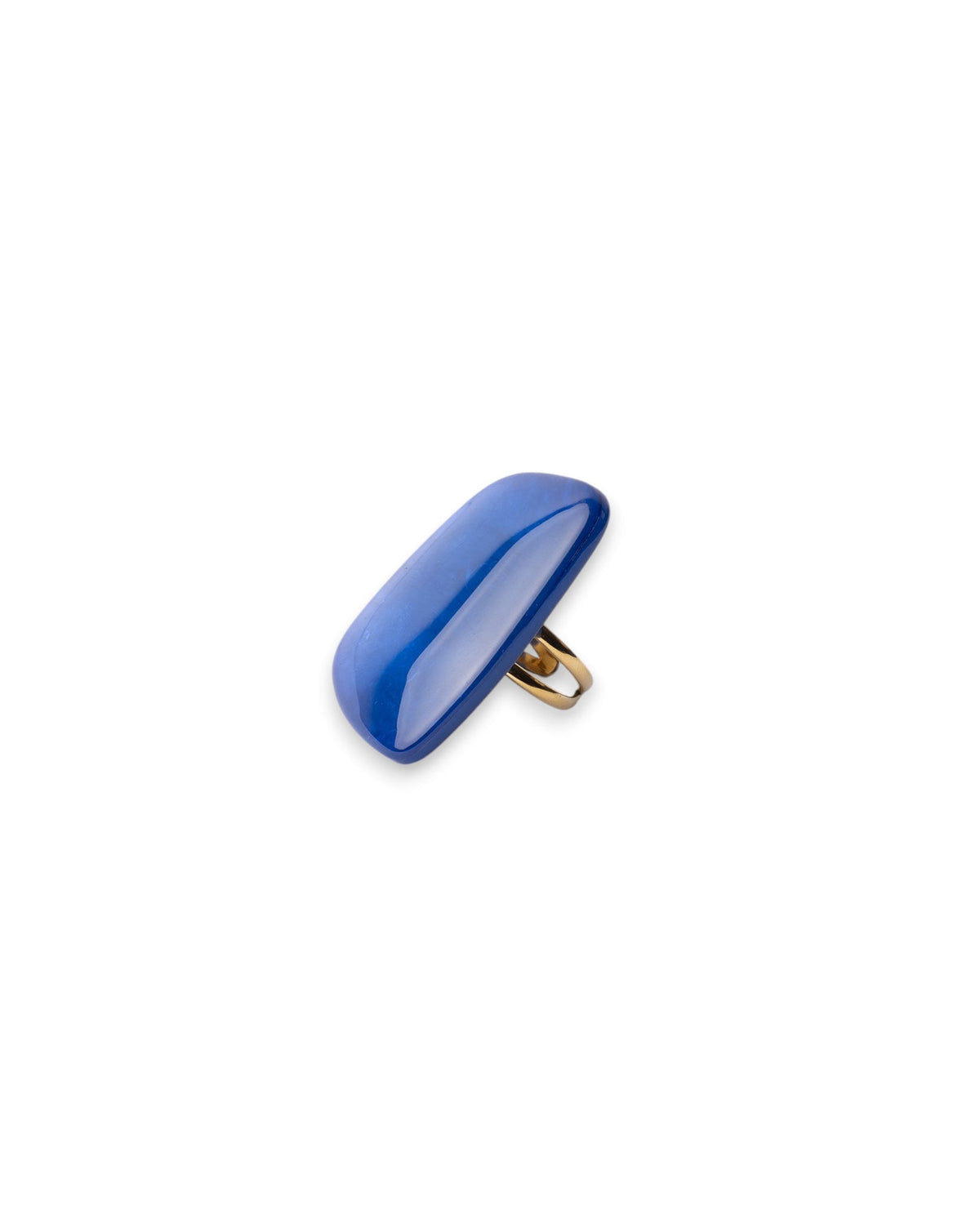 Anello regolabile in acciaio con pietra geometrica in acrilico blu - Mya Accessories